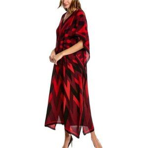 Trina Turk Theodora Silk Black/Red Maxi Boho  Dress